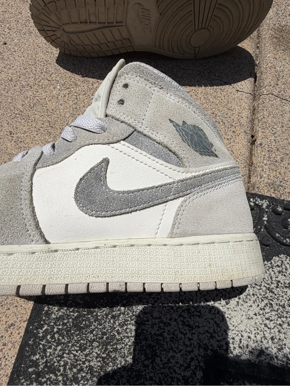Nike Air Jordan 1 Mid White & Light Gray Suede Men's Sneakers